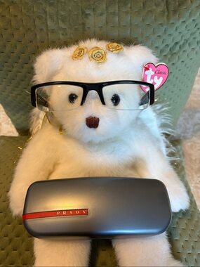Authentic Prada Black Rectangular Semi-Rim Eyeglass Frames Unisex